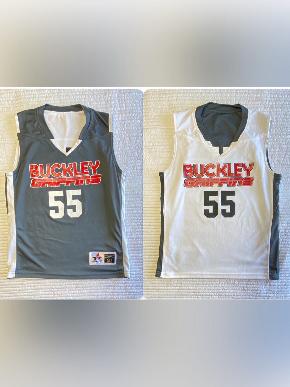 Buckley Griffins #55 reversible basketball jersey by Alleson Athletic.